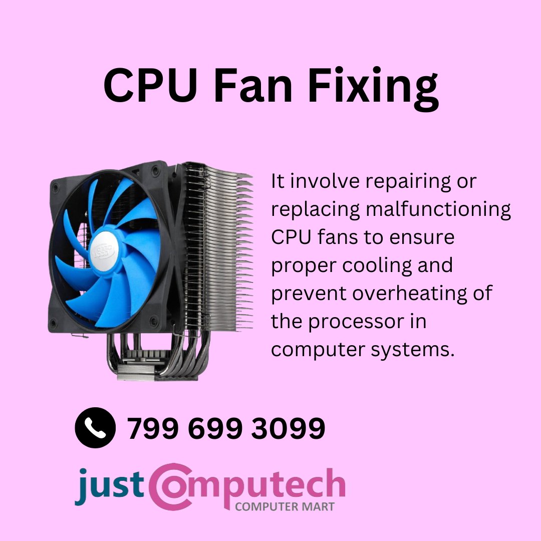 Is your CPU fan making strange noises or failing to keep your system cool? 😰 We've got you covered with our top-notch CPU fan fixing service! Our skilled technicians will diagnose and repair any issues, ensuring your system runs smoothly and quietly once again.

#justinit