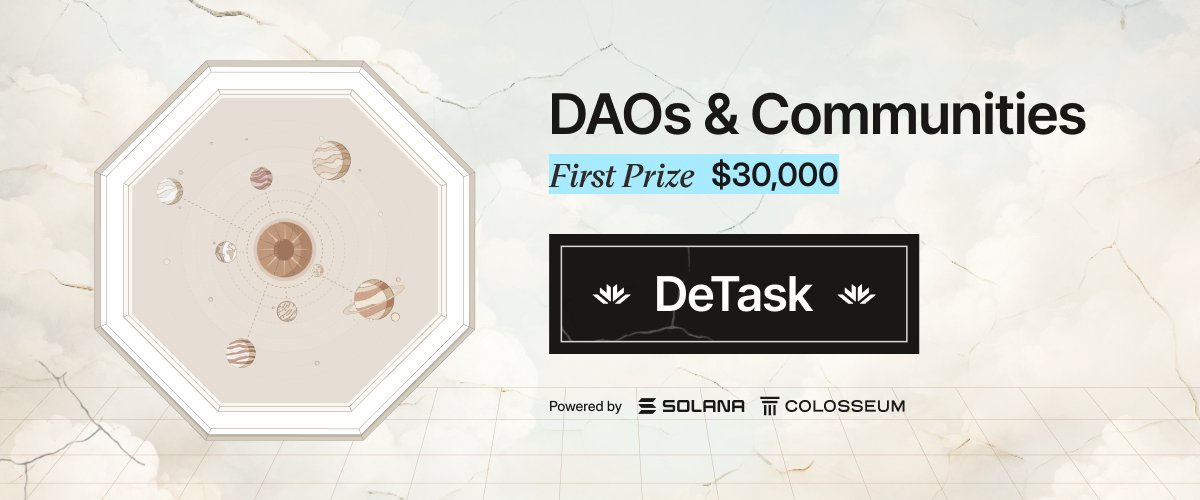 28/ 🤝 First prize in the DAOs & Communities Track goes to @detask_ai, an AI-enabled product development platform leveraging DAO labor. arena.colosseum.org/projects/explo…