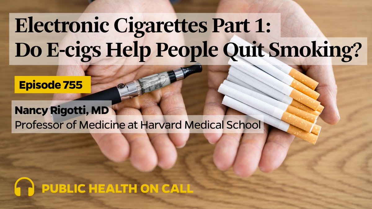 Over a decade after electronic cigarettes became broadly available in the US, the debate around vaping continues. On @publichealthpod, @harvardmed’s Dr. Nancy Rigotti talks about the use of e-cigs for smoking cessation. Is it the breakthrough we need? johnshopkinssph.libsyn.com/755-electronic…