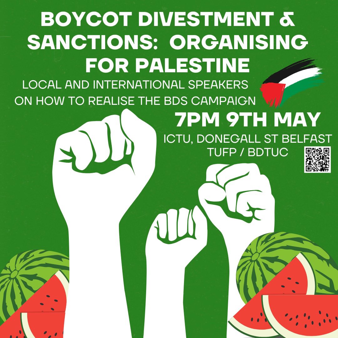May Day might be over but our programme is not quite finished. Join us on Thurs to discuss Organsing for #Palestine, with Patricia McKeown @unisonni / Eran Cohen from @UTAW_uk discussing ‘No Tech for Apartheid’ and others tba.