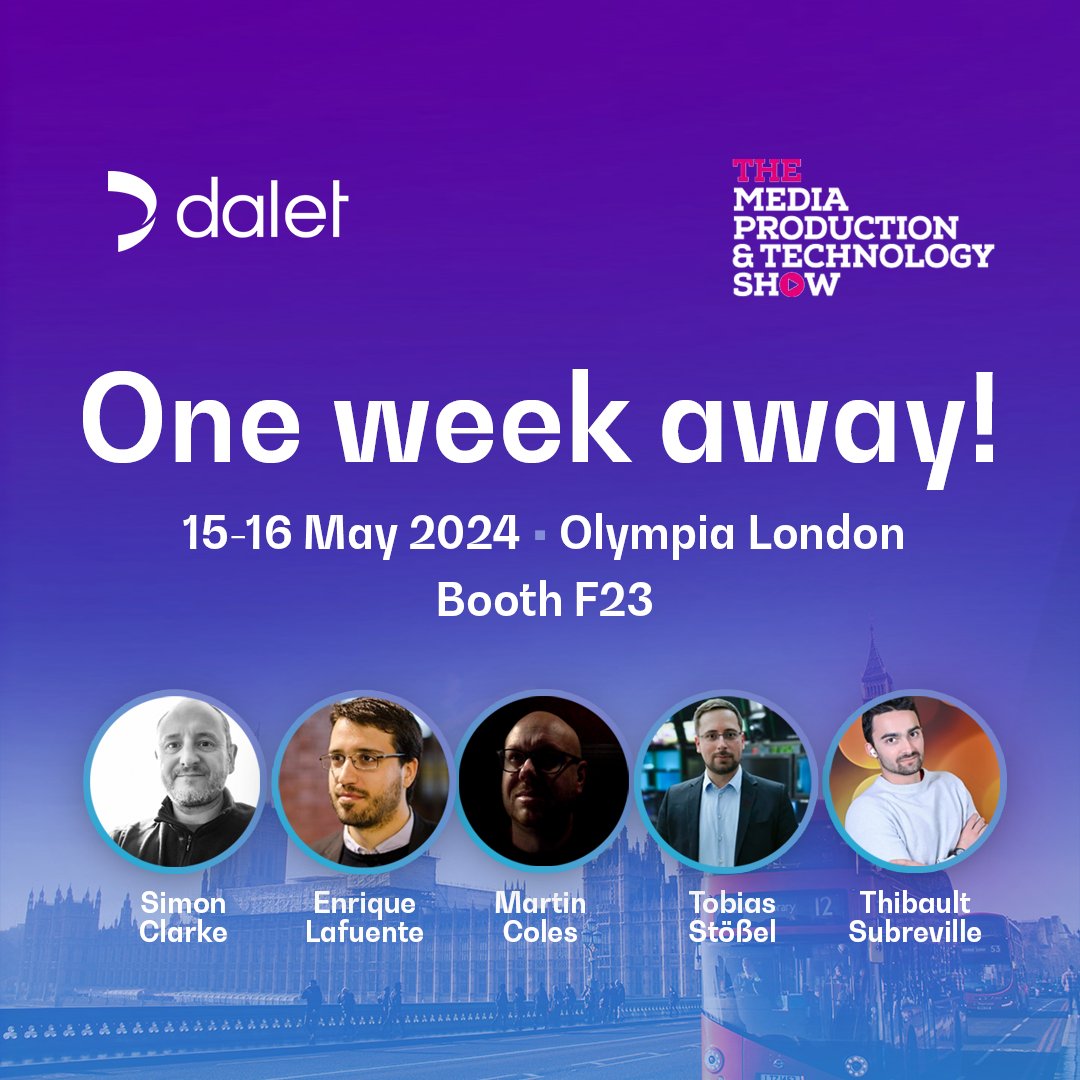 🌟 One week to go! Meet us at #MPTS2024 at Olympia London, Booth F23, May 15-16. Discover the latest in media production technology and see how Dalet is driving innovation. hubs.li/Q02vs7jm0 #MediaProduction