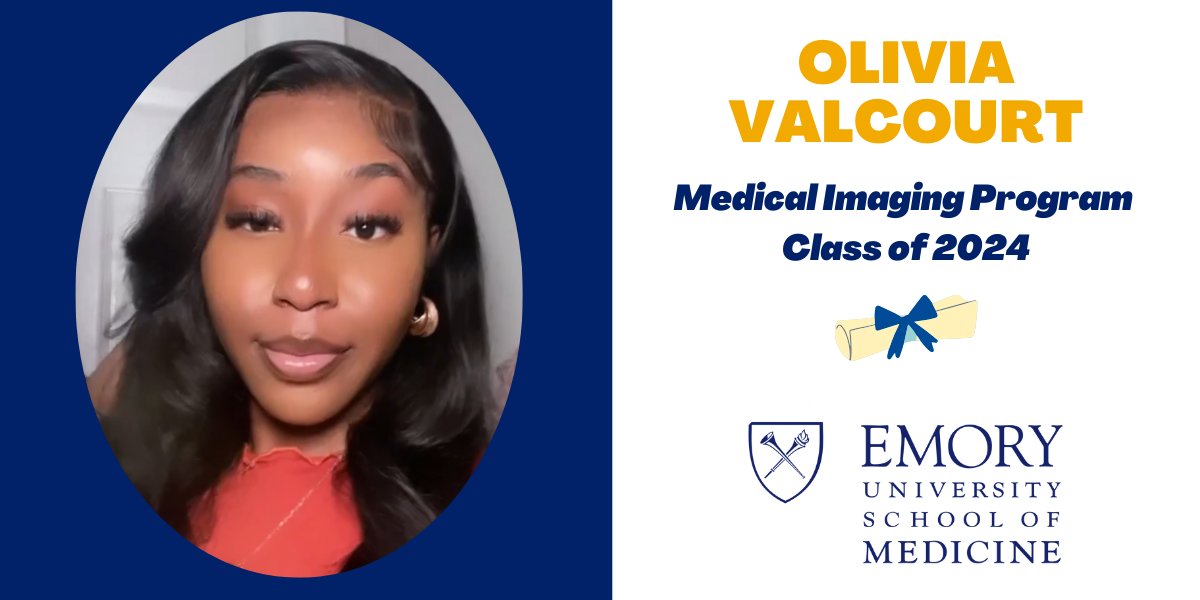 Olivia Valcourt, 2024 Bachelor of Medical Science, Medical Imaging (BMSc) @EmoryRadiology graduate, plans to further her education in magnetic resonance specializing in cardiac studies after graduation. Grad story ➡️ brnw.ch/21wJvrG #EmoryMedicine2024 #MedicalImaging