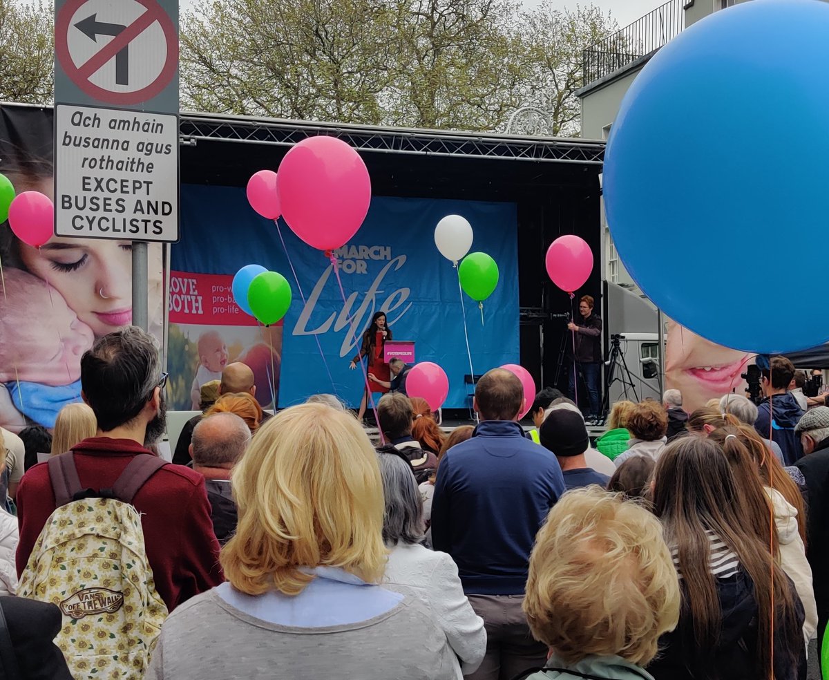#prolife people urged to #SpeakUpandSpeakOut and #voteforlife at #marchforlife rally outside the #Dáil 

'Keep putting women and children first, demand #betterthanabortion' this woman tells the crowd. #voteforlife
