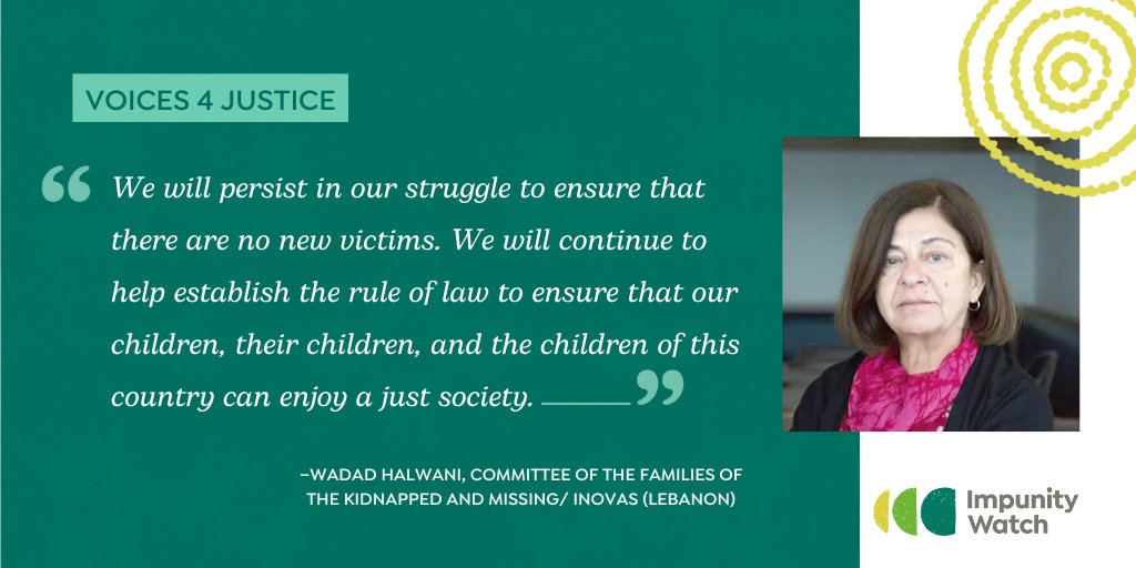 💬 Today on #Voices4Justice: Strengthening #justice institutions and #ruleoflaw is key to ensure #nonrepetition, says Wadad Halwani from @InovasOrg (Lebanon). Watch the video ▶️ bit.ly/48I1tT0 (in Arabic, French, & Spanish) Our work with #INOVAS: bit.ly/4a7hPUW