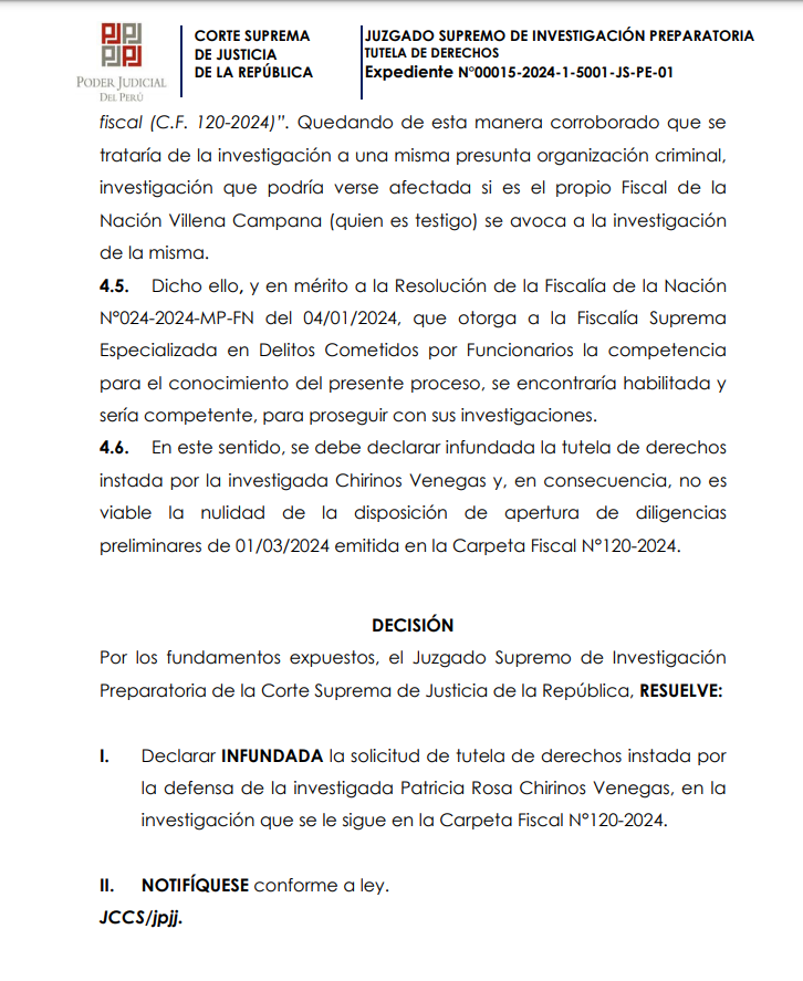 🚨 #LOÚLTIMO | Patricia Chirinos seguirá siendo investigada por caso Patricia Benavides: Poder Judicial rechazó su tutela de derechos.

Ampliaremos la información en breve en larepublica.pe.