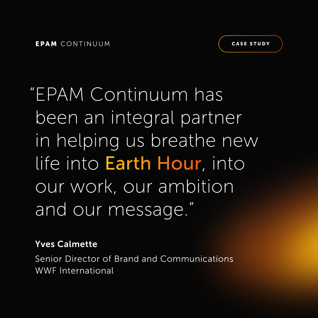 We were proud to partner with WWF to create a new vision, brand and campaign for the world’s largest grassroots environmental movement, #EarthHour. 

🌎 Learn more about our award-winning work: epamsys.co/3UqBrxz 

@earthhour @World_Wildlife