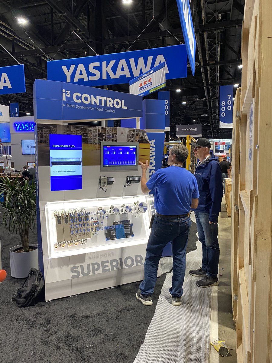 Here is a glimpse of what our @AutomateShow booth (841) looked like during set up yesterday. Stop by to see the final set up and chat with our team of experts! #Yaskawa #AutomateShow #iCubeControl