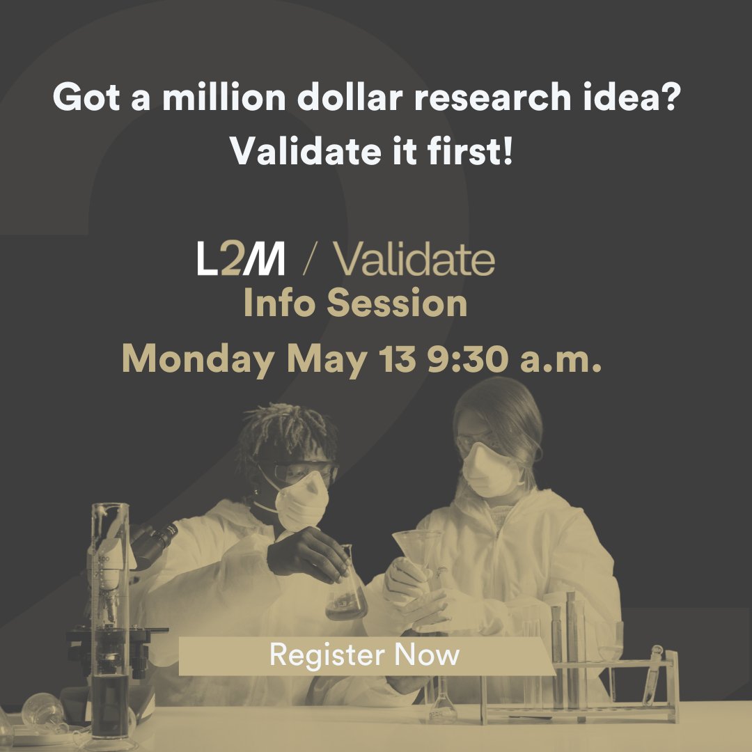 Great news! We've added more seats to our upcoming Lab2Market Validate Info Session for graduate students, researchers and faculty based in Atlantic Canada. 

We hope you'll join us virtually on May 9th: eventbrite.ca/e/lab2market-v…