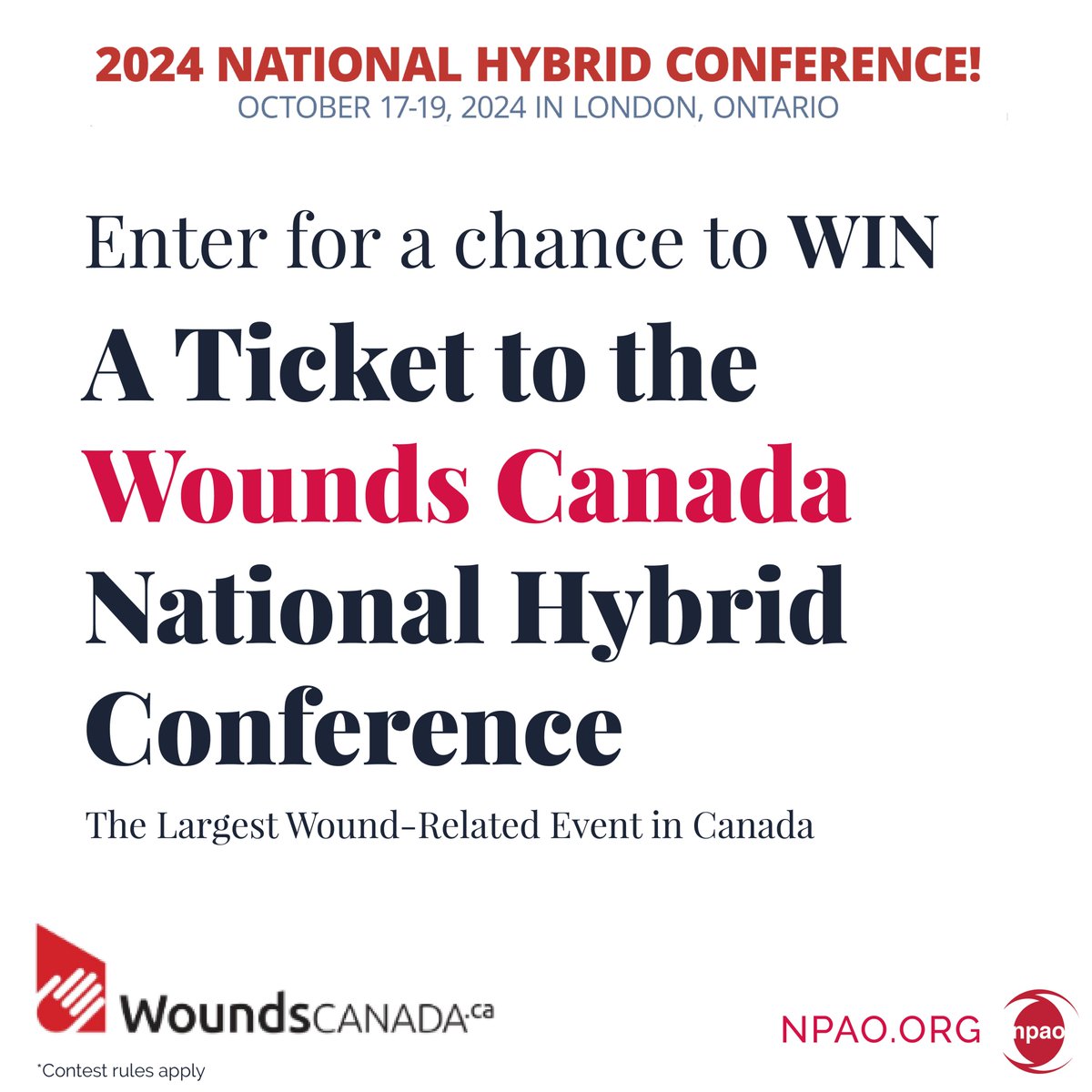Nurses Week Contest! Showcase your wound care contributions to win a ticket to the Wounds Canada National Hybrid Conference, Oct 17-19, 2024! Share a photo, describe your NP role, and how you'll share conference takeaways. Deadline: June 7. Submit now: npao.org/wound-care-con…