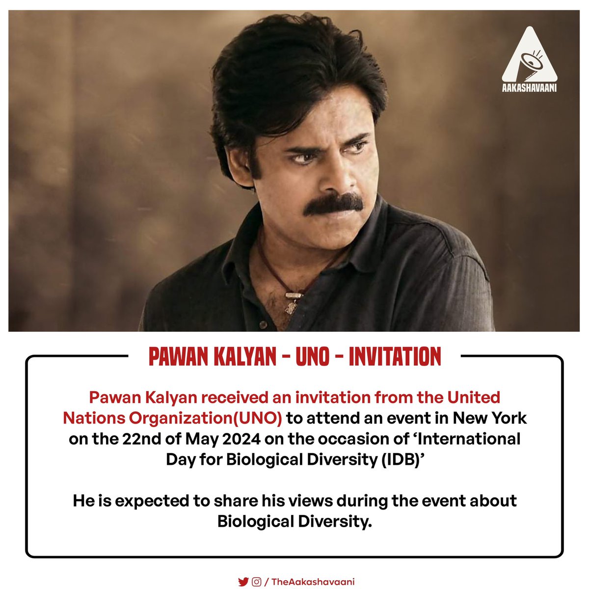 As per the news reported by Telugu electronic media, #PawanKalyan is invited by the UNO to attend an event on the 22nd of May.