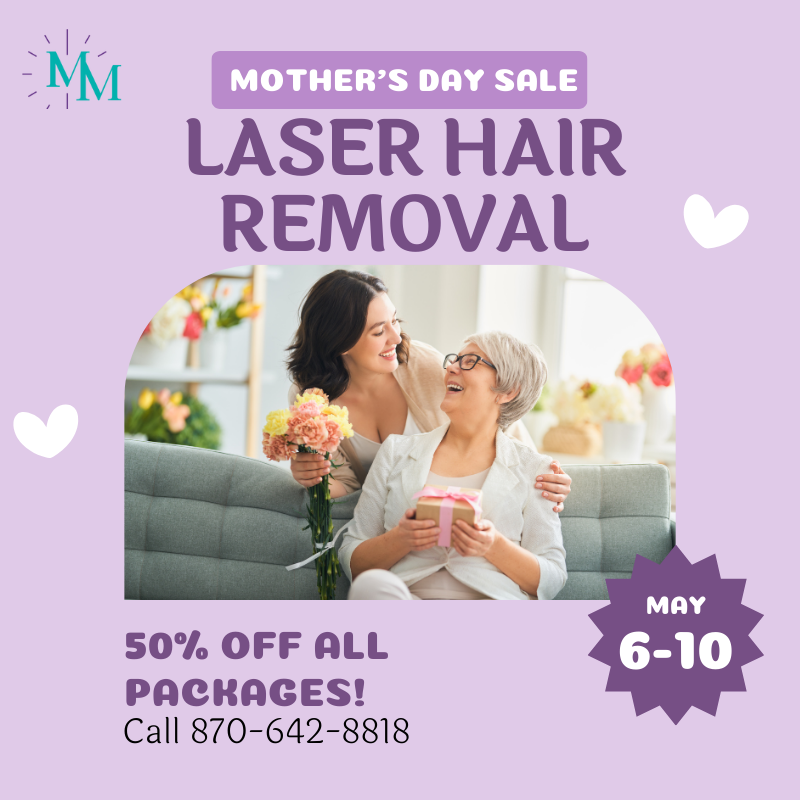 Treat the mom in your life to smooth hair-free skin!

✨THIS WEEK ONLY - ALL laser hair removal packages are 50% off!!✨

Come in or call us today to pre-buy your package! 870-642-8818

#mothersday #mothersdaygift #mothersdaygiftidea #special #laserhairremoval