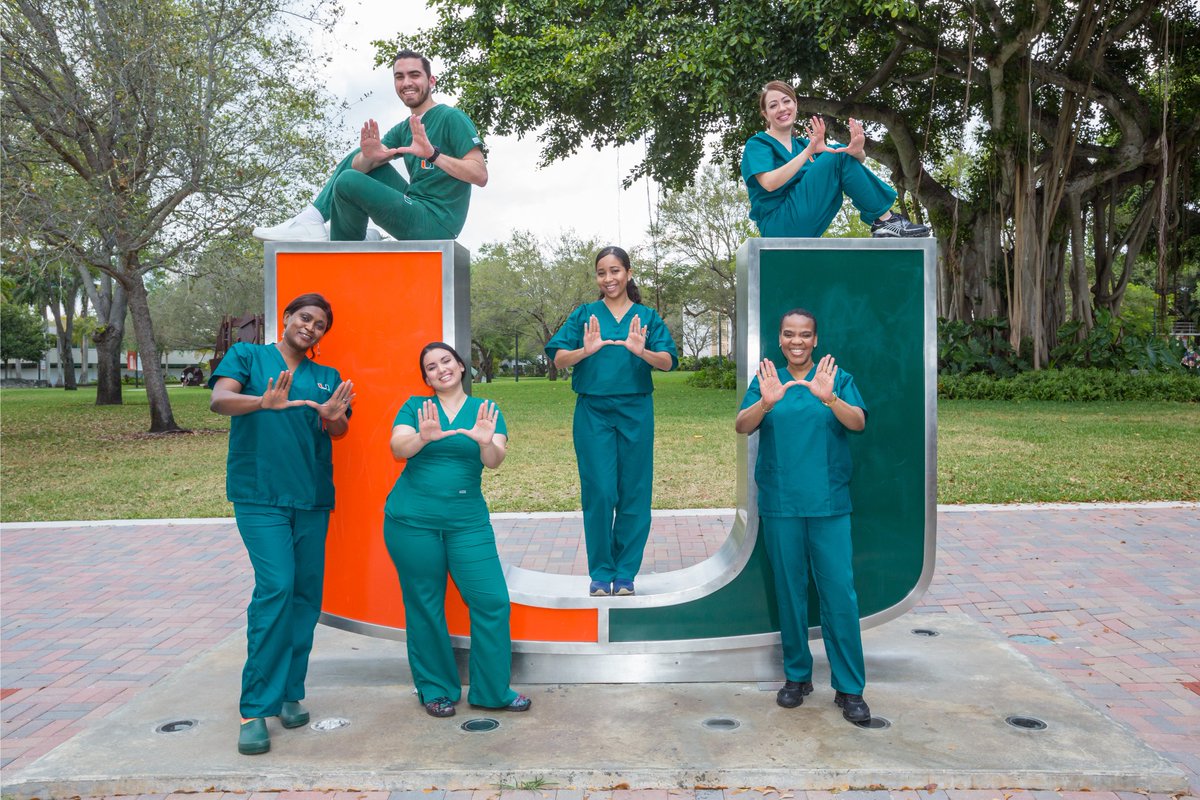 Today we celebrate our student and alumni nurses! Happy National Nurses Day! Their dedication to transforming the medical space and the lives of their patients inspires us all. 🧡💚🙌 @UMiamiNursing