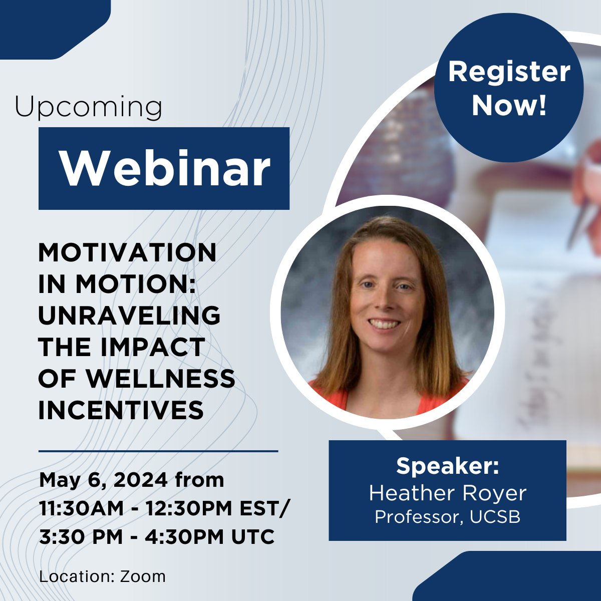 Join us at 11:30AM ET/3:30PM UTC for 'Motivation In Motion: Unraveling The Impact Of Wellness Incentives' with Professor Heather Royer. Learn more and register here: healtheconomics.org/event/economic…