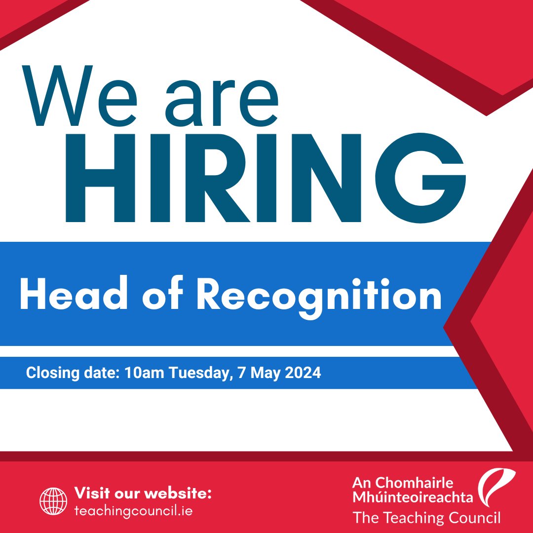 We are seeking applications for the position of Head of Recognition. Information can be found at: ow.ly/t1Mr50RuARW