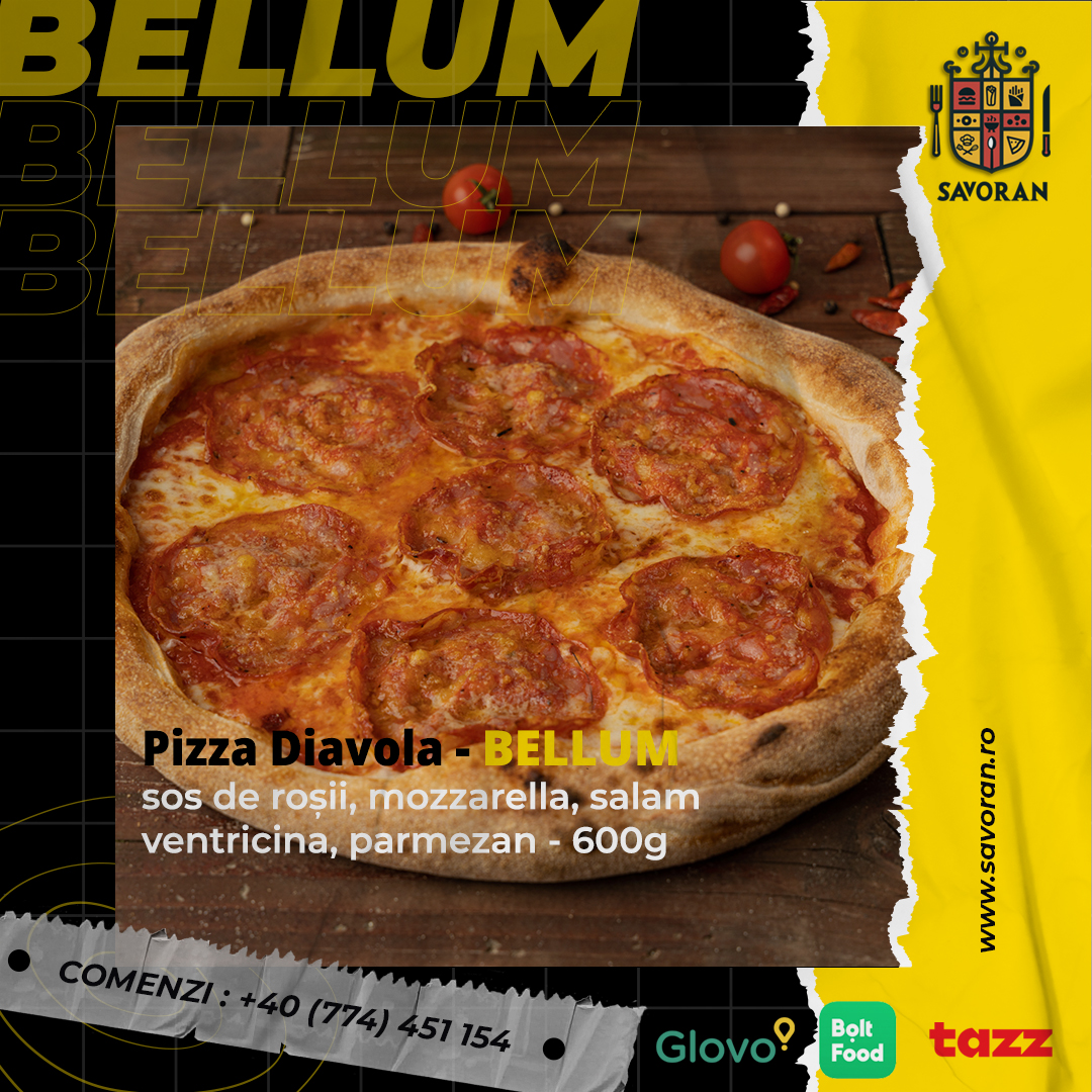 🍕🌶️ #Pizza Diavola aka Bellum, făcută în 🔥cuptor cu lemne🔥 #ClujNapoca! Sos de roșii 🍅, mozzarella 🧀, salam ventricina 🌶️, parmezan 📞Comandă pe Tazz, Glovo, Bolt sau la +40 (774) 451 154. 🎉Promoții și concursuri: savoran.ro/promo #PoftaBuna #MancareCluj #Cluj