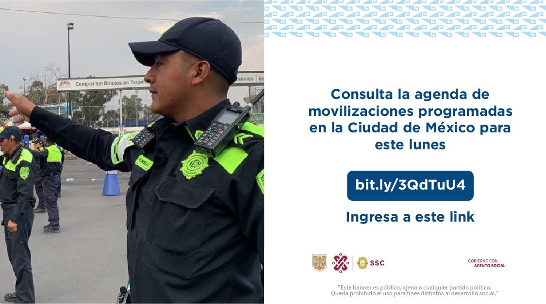 #CiudadSegura |📱Consulta la agenda de movilizaciones programadas para este lunes 06 de mayo en la #CiudadDeMéxico.👮‍♀️📒

🔎 Ingresa a: bit.ly/Agenda-Movi