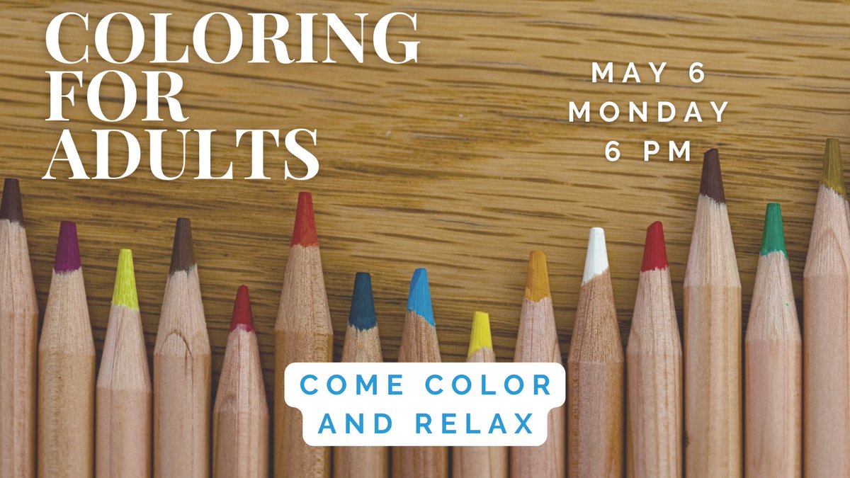 Coloring for adults is tonight! Come color, relax, and snack with us at the Ringer Library at 6 pm. We have LOTS of coloring supplies or you can bring your own. #bcstx #coloring