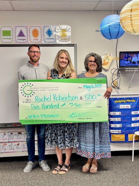 Surprise Rachel Robertson of Oconee Preschool Academy in Watkinsville. YOU are one of six finalists for Georgia’s Pre-K Program Teachers of the Year 2024-2025! Congratulations. @GADeptEarlyCare