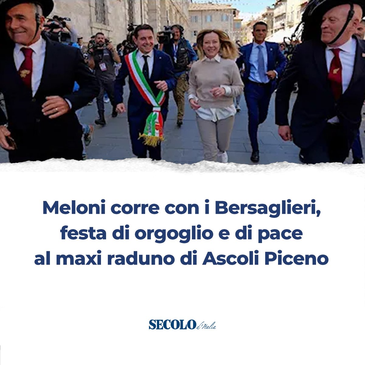 'Meloni corre con i Bersaglieri, festa di orgoglio e di pace al maxi raduno di Ascoli Piceno' ⬇️
secoloditalia.it/2024/05/meloni… via @SecolodItalia1 

#bersaglieri #piumenere #fantipiumati #cremisi #fanfara #bersaglieri100 #raduno #AscoliPiceno #UnaForzaperilPaese #forzearmate…