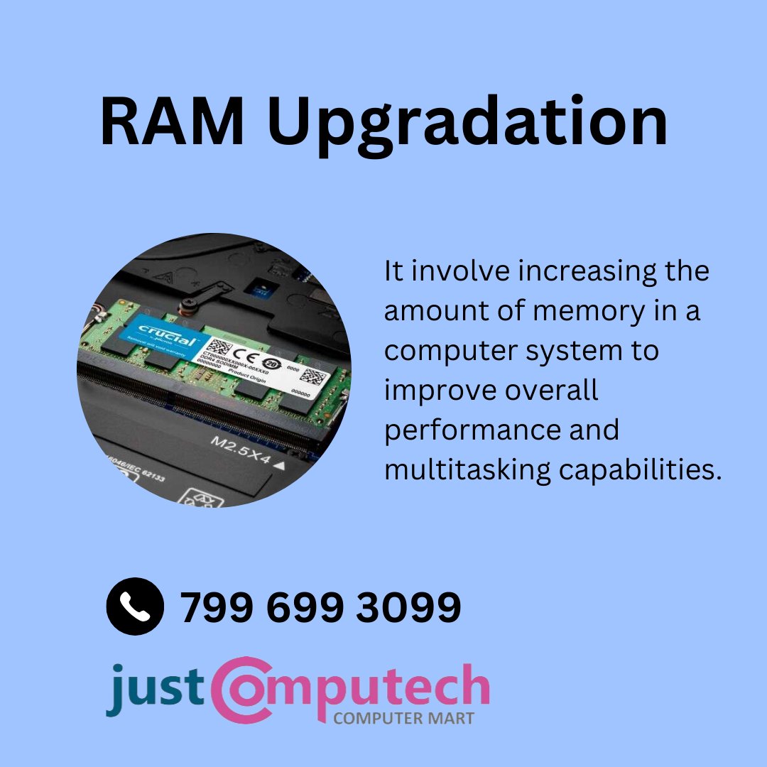 Ready to supercharge your system's performance? 💥 Say hello to lightning-fast multitasking and seamless gaming with our RAM upgrade service! Whether you're a power user, gamer, or creative professional, boosting your RAM can take your experience to the next level. 

#justinit