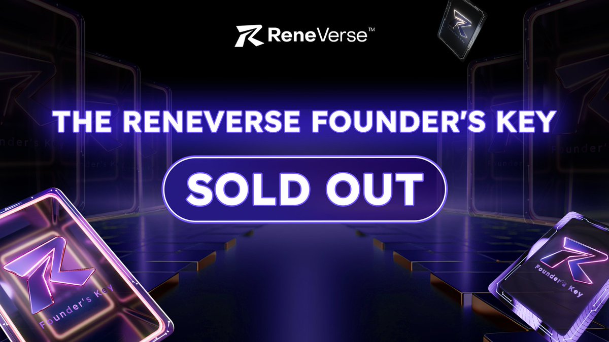 🗝️ The ReneVerse Founder's Keys - SOLD OUT! ❤️‍🔥 Thank you for crushing this launch! 💜 Welcome #BeyondBorders! 🌌 Come join our Discord! The Pilot Airdrop continues, with lots of $RENE up for grabs! 👀 OpenSea: opensea.io/collection/ren… Discord: discord.gg/reneverse