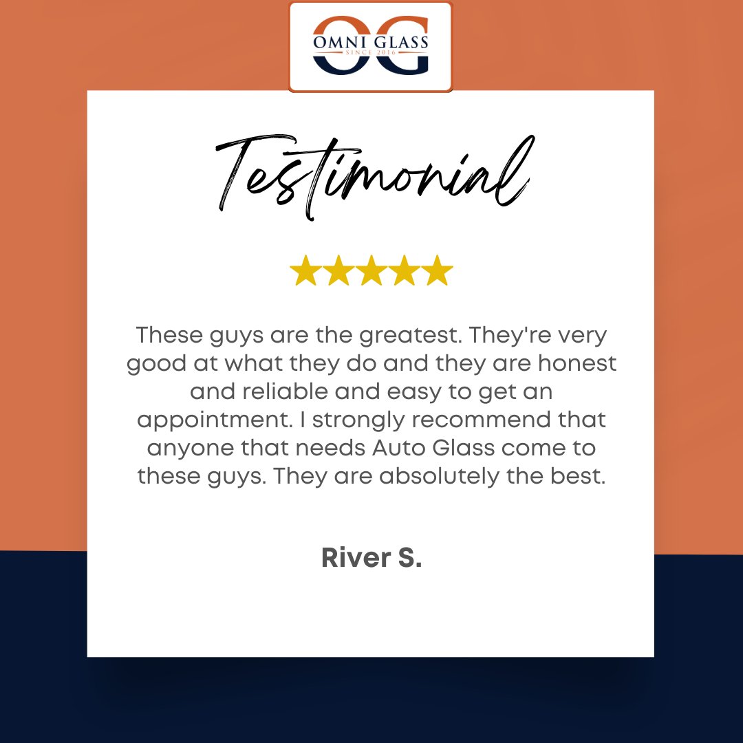 Happy Monday! Start your week right by checking out the glowing testimonial from one of our satisfied clients! Experience excellence with Omni Auto Glass. 

#AutoGlass #OmniAutoGlass #SanAntonioSights #SanAntonio #WindShieldRepair #WindShieldRepairInSanAntonio #CrackedWindshield