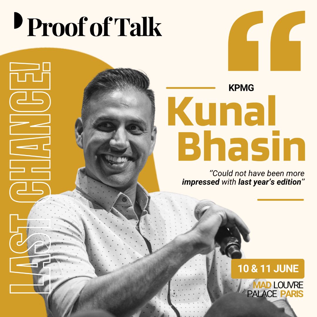 We love flattery 😊 @KunalBhasin19 Lead #digitalassets @KPMG, “could not have been more impressed” with last year’s event. Want to be part of the conversations shaping #Web3’s future? Hurry up. Last call for tickets! 🚀 proofoftalk.io  #PoT24 #ProofofTalk