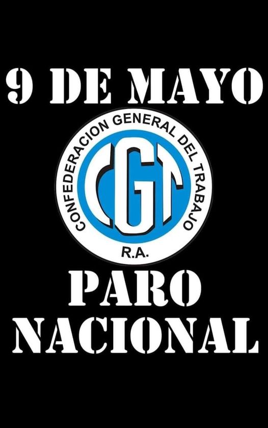 Jueves 9 de mayo, paro nacional en Argentina #ParoNacional #ParoGeneral Sobre #ParoNacional 🗣 Pablo Moyano: “Ya lo vamos a ver el jueves, será un paro contundente”. #HabraConsecuencias #NoALaLeyDeBases #NoALasPrivatizaciones #9M #Paro #ParoGeneral #NoAlDNU #NoALaLeyDeBases