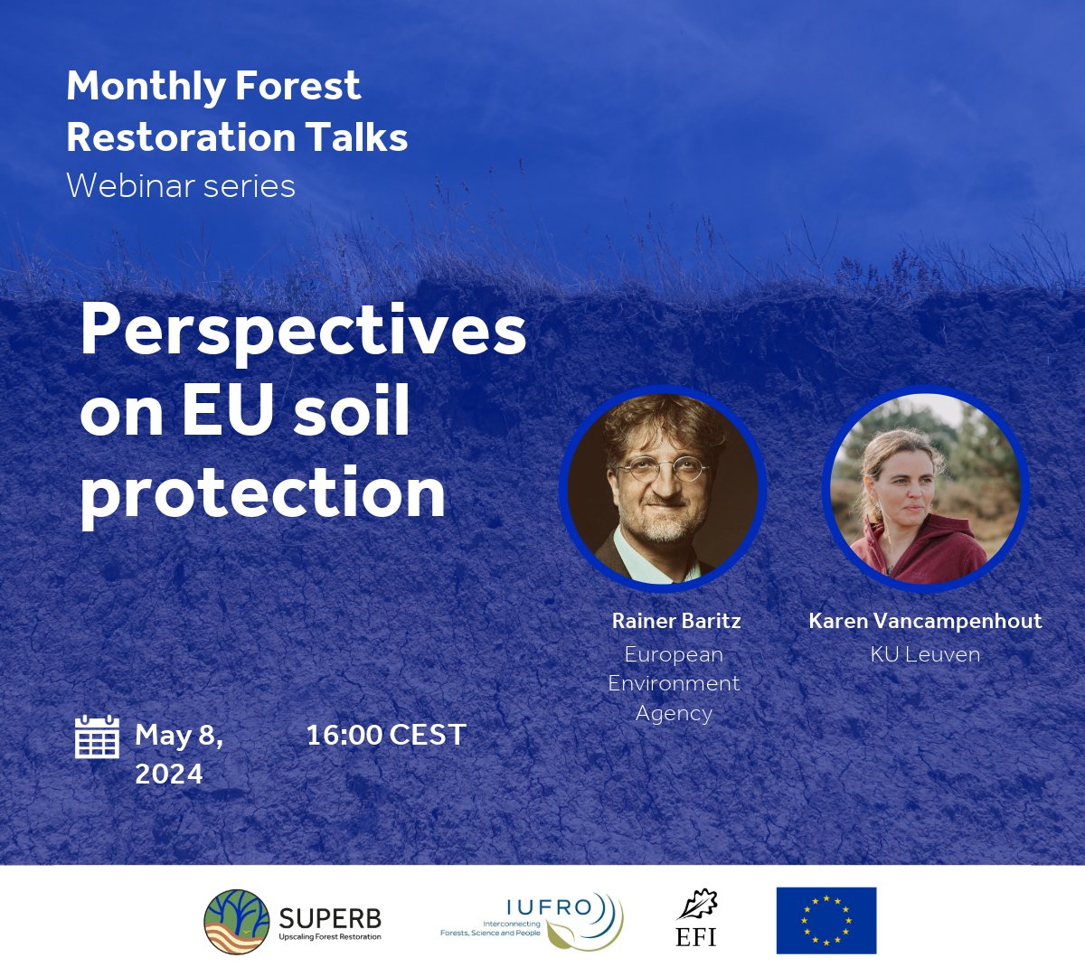 Join the conversation with Rainer Baritz on his perspective on the upcoming EU #SoilMonitoringLaw. Rainer is the coordinator of the European National Reference Centres Soil at @EUEnvironment. 🗓️8 May, 🕓16:00 CEST Register now! 👉 tinyurl.com/2p9m8fx6