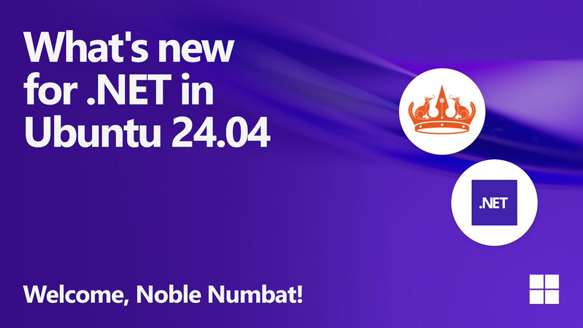 You can start using .NET with Ubuntu 24.04 right now as container images are already available, for #dotNET8+, including noble, noble-chiseled, and noble-chiseled-extra image flavors. Congratulations to our friends @Canonical. Learn more about it here ➡️ msft.it/6010Y3rvu
