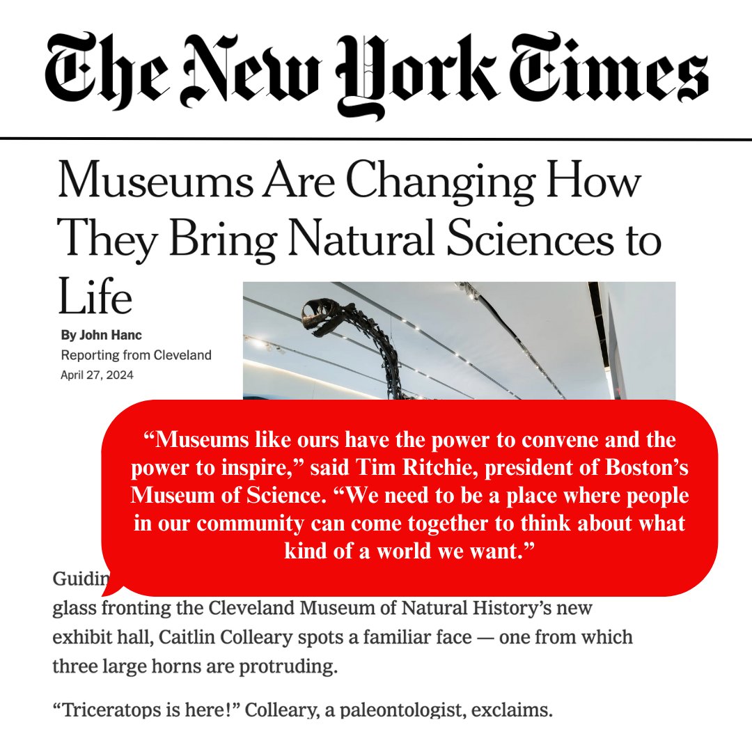 Our client @TimRitchieMOS shared his thoughts in a @nytimes article on ways museums can engage/inspire the public around timely issues. “We need to be a place where people in our community can come together to think about what kind of a world we want.”ow.ly/VQpK50RvZTo