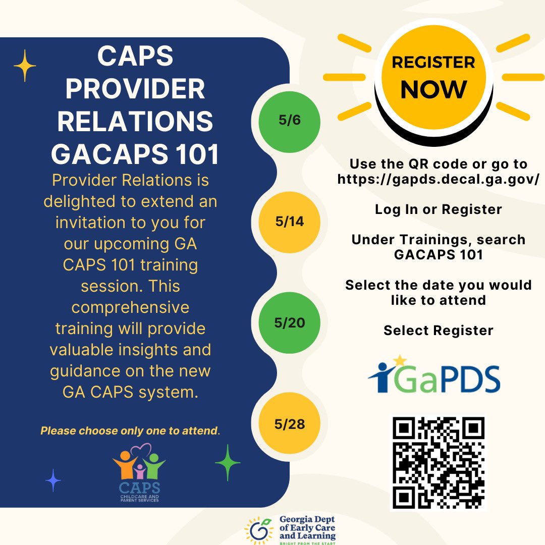 Attention CAPS Providers! Register today for GACAPS 101. @GADeptEarlyCare