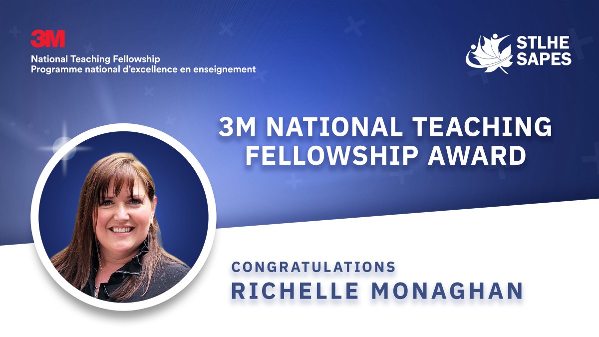 We congratulate Dr. Richelle Monaghan as a 3M National Teaching Fellowship Award recipient at Wilfrid Laurier University. stlhe.ca/award_winners/… #3MNTF @laurier