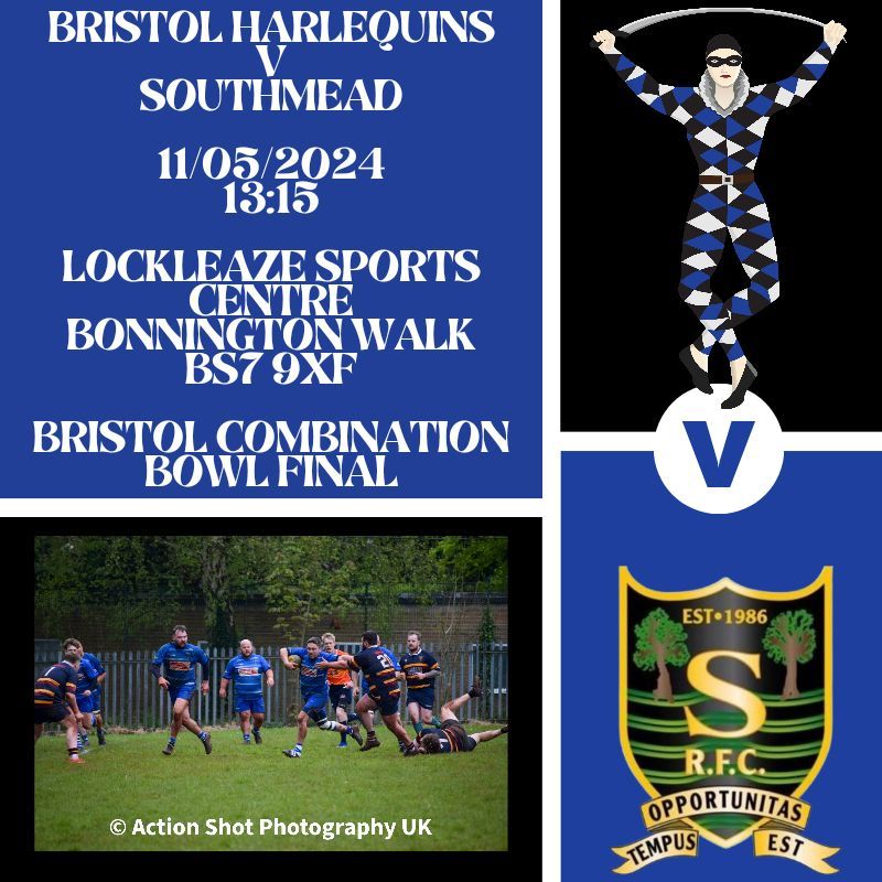 This weekend sees the lads travel across Bristol to take their place in Finals Day in the Bristol Combination Bowl Final!

🆚️ Southmead RFC
📌 Lockleaze Sports Centre, BS7 9XF
🏆 Bristol Combination Bowl Final 
🕐 01:15pm
🎟 £5 per Adult (16+, Under 16s go Free)

🔵⚫️⚪️