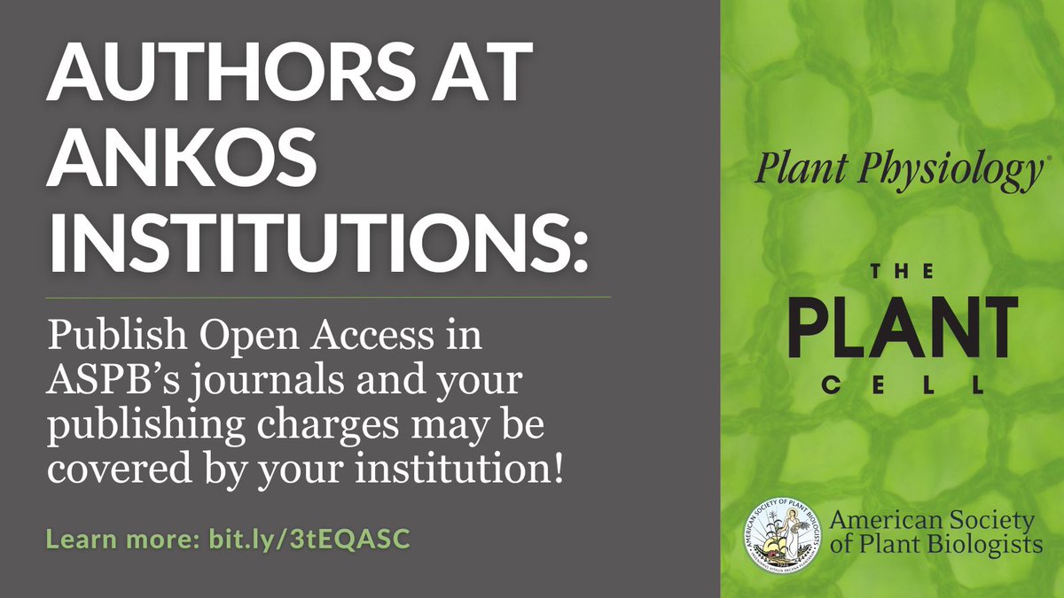 #PlantScience researchers at @ankostr institutions: Read-and-Publish deals mean you can publish open access in @ThePlantCell and @PlantPhys journals and your institution may cover the cost! Learn more: buff.ly/3U2TLOu