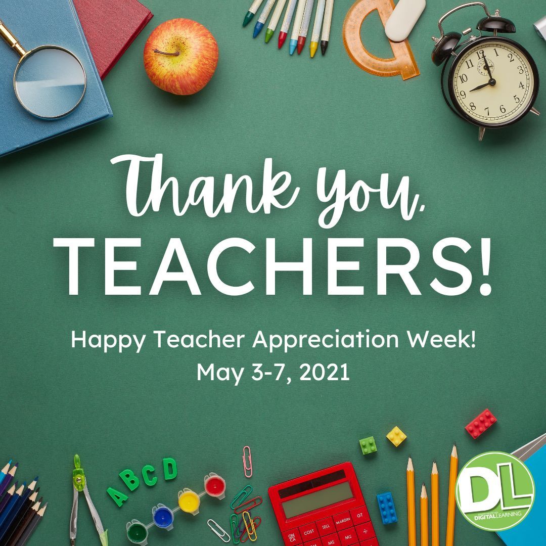 🎉 Happy Teacher Appreciation Week!
💙 The Digital Learning Team is grateful to be able to work with &amp; support so many incredible educators!
🫶 Thank you for all you do for your students today &amp; every day! We appreciate you!
#dlgwaea #GWAEA