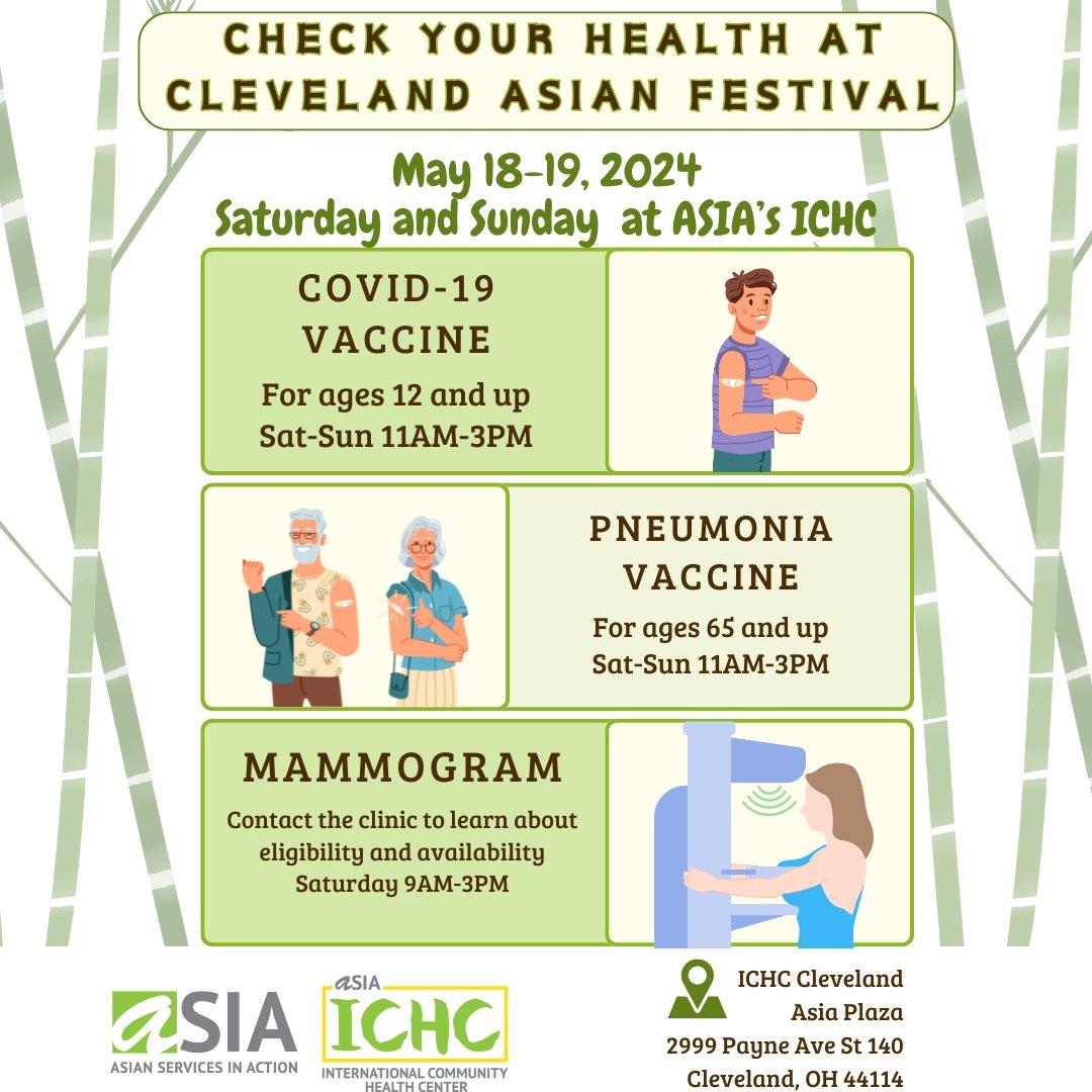 The @CLEAsianFest is back this month! We’re excited to sponsor this incredible festival once more. Our clinic will also be open during the festival for #COVID19 and #pneumonia vaccines. Visit the festival on 5/18-19, Sat and Sun on Payne Avenue in Asiatown! #ProudToBeAsian