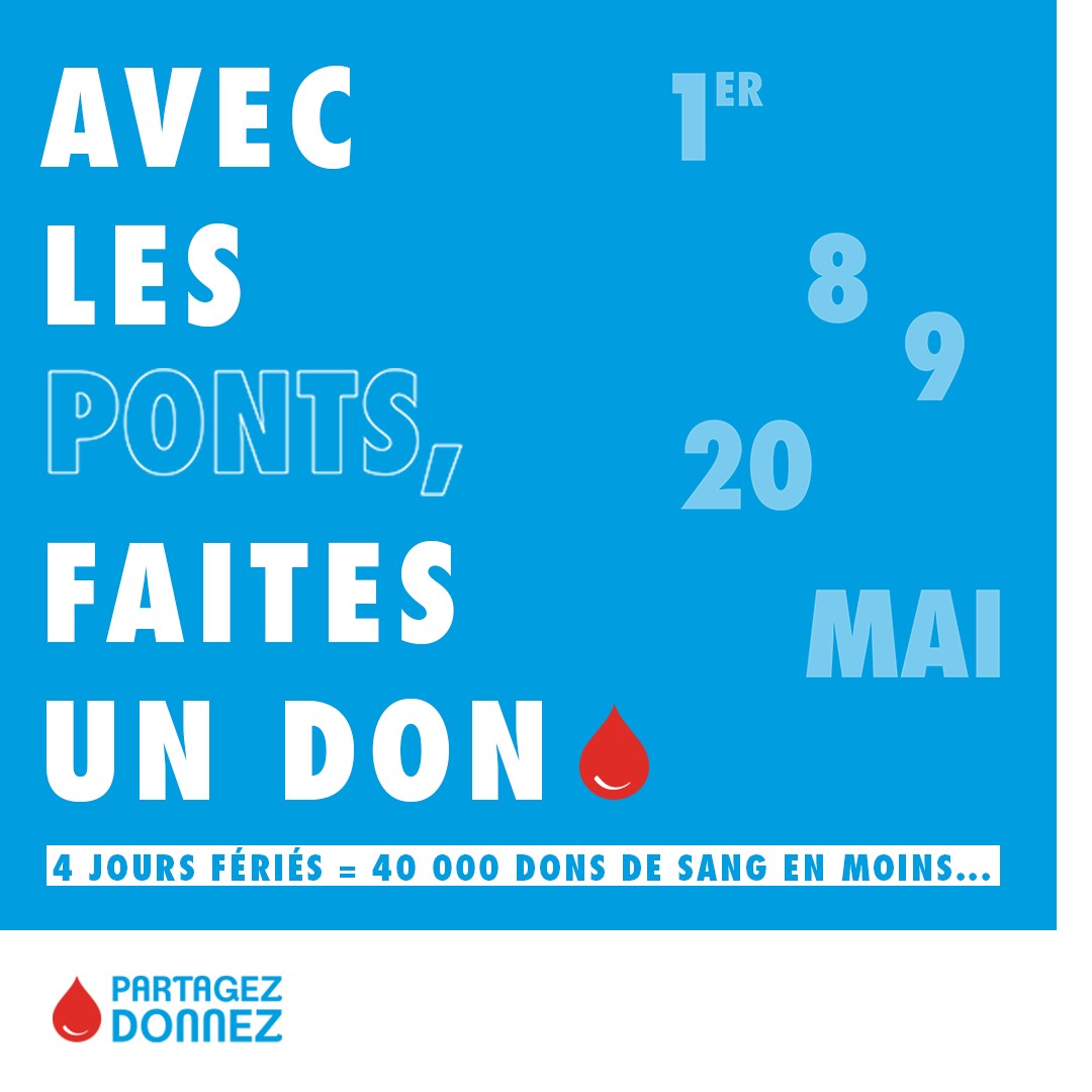 Avec les ponts, faites un don ! 🩸 En mai, plusieurs collectes de sang sont organisées dans les communes du @Grand_Nancy 👨‍⚕️📍💉. Merci par avance pour votre mobilisation 💪. Les dates sur 👉 bit.ly/3QjhWER et prenez RDV ➡️ dondesang.efs.sante.fr.