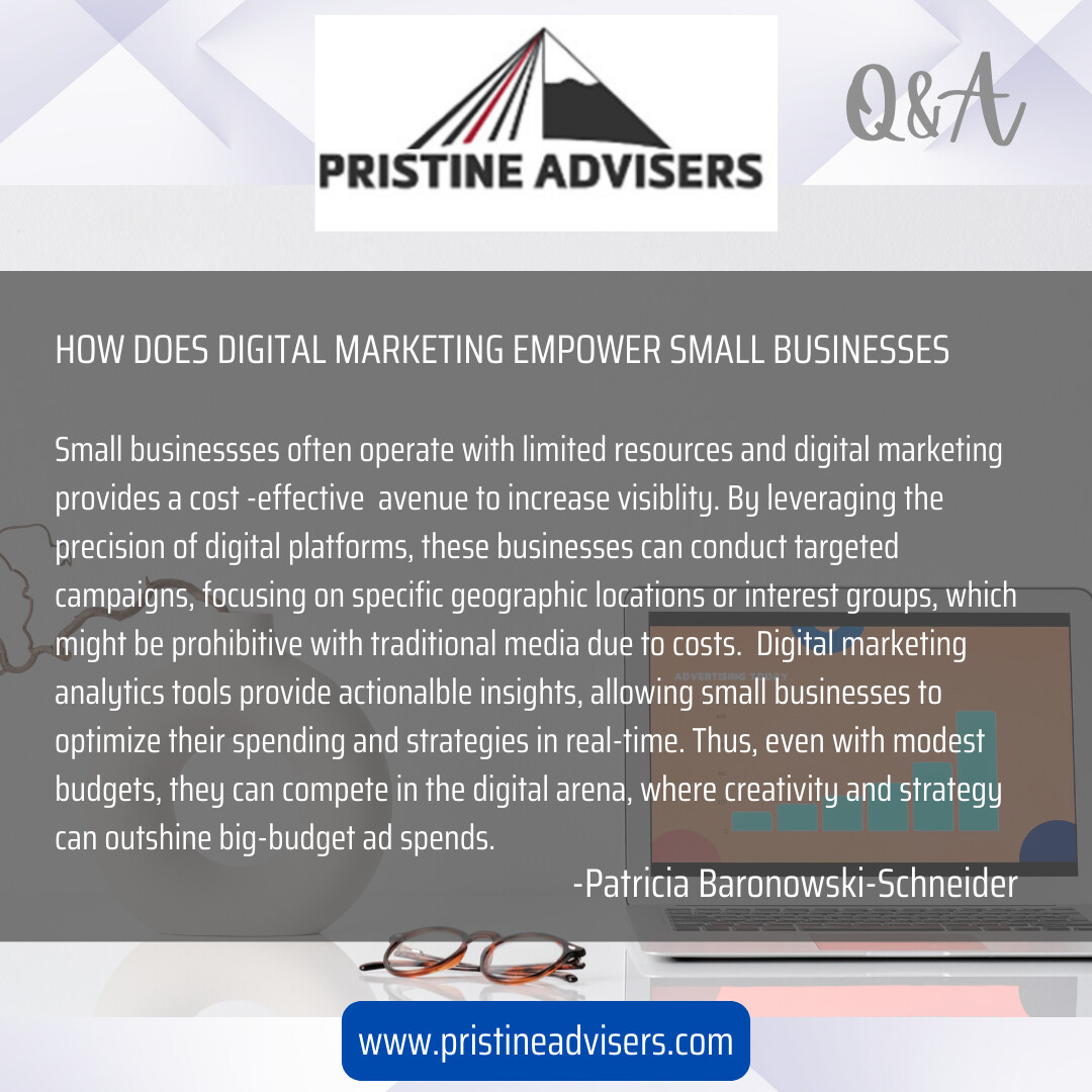 Digital Marketing & Small Businesses😅
Ask about how my 33+ years of award-winning service can help YOU and YOUR business succeed.

To learn more:
pristineadvisers.com
#digitalmarketingagency #growingbusiness  #businessmastery #publicrelationsfirm #investorrelations