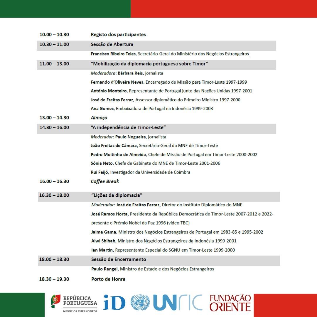 Celebrando Acordos entre 🇵🇹🇮🇩, com a mediação <a href="/UN/">United Nations</a> sobre a autodeterminação de Timor-Leste 🇹🇱 reunimos Jaime Gama, Alwi Shihab, Ian Martin, entre outros. Inscrição:forms.office.com/pages/response…