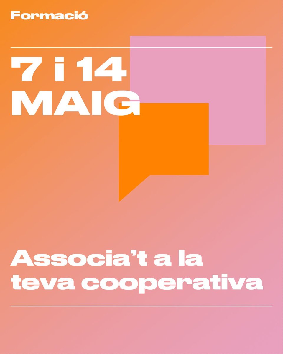 ❓T'acabes d'incorporar com a sòcia d'una #cooperativa o tens previst fer-ho aviat? Inscriu-te ara a la #formació virtual 'Associa't a la teva cooperativa' i informa't dels teus rols i funcions. 🗓Dues sessions: demà 7 i dimarts 14 de maig! ℹ️cooperativestreball.coop/esdeveniments/…