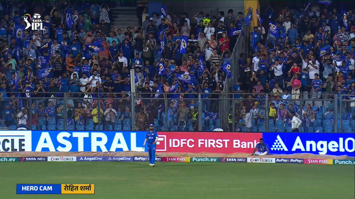 Massive 'Rohit, Rohit' chants at the Wankhede stadium.