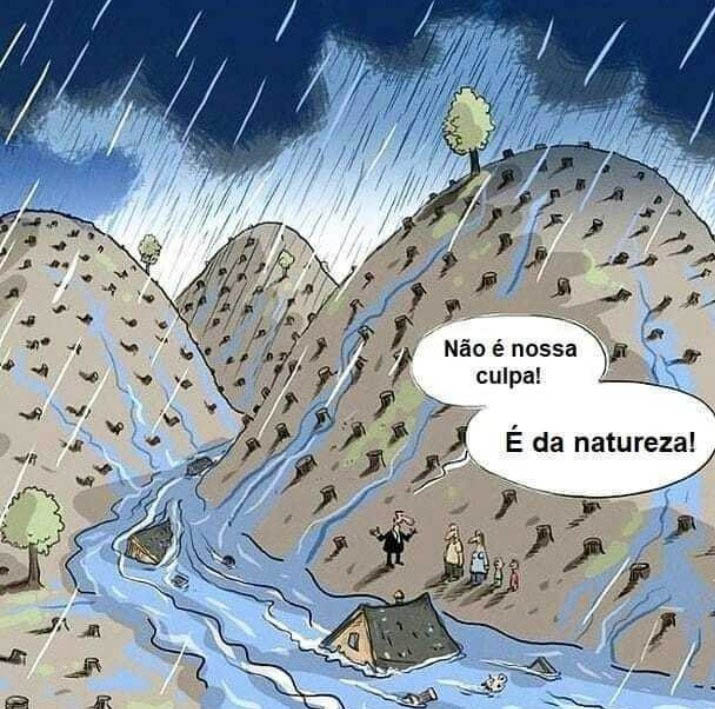 Não adianta colocar a culpa na natureza! 

A culpa é de quem destrói a natureza e está acelerando a mudança do clima, ao invés de reduzi-la.