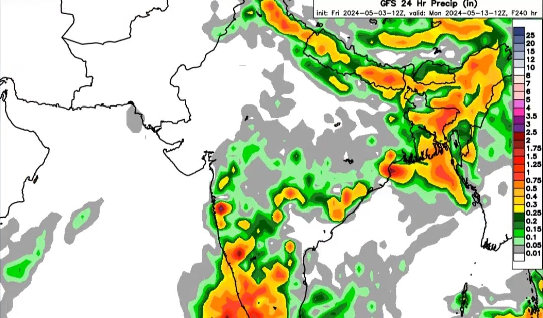 Probability for rain in Mumbai-Pune interurbans during 10-13 May, 2024 ⛈️

Mumbai 30%
Thane 40-45% 
Kalyan/Badlapur 65%
Karjat 75-80% ✅
Lonavala-Pune stretch 99.9% ✅
Pune City 99.4% ✅

Mumbai still looks on hit & miss manner, not likely every suburb will get rain in next
