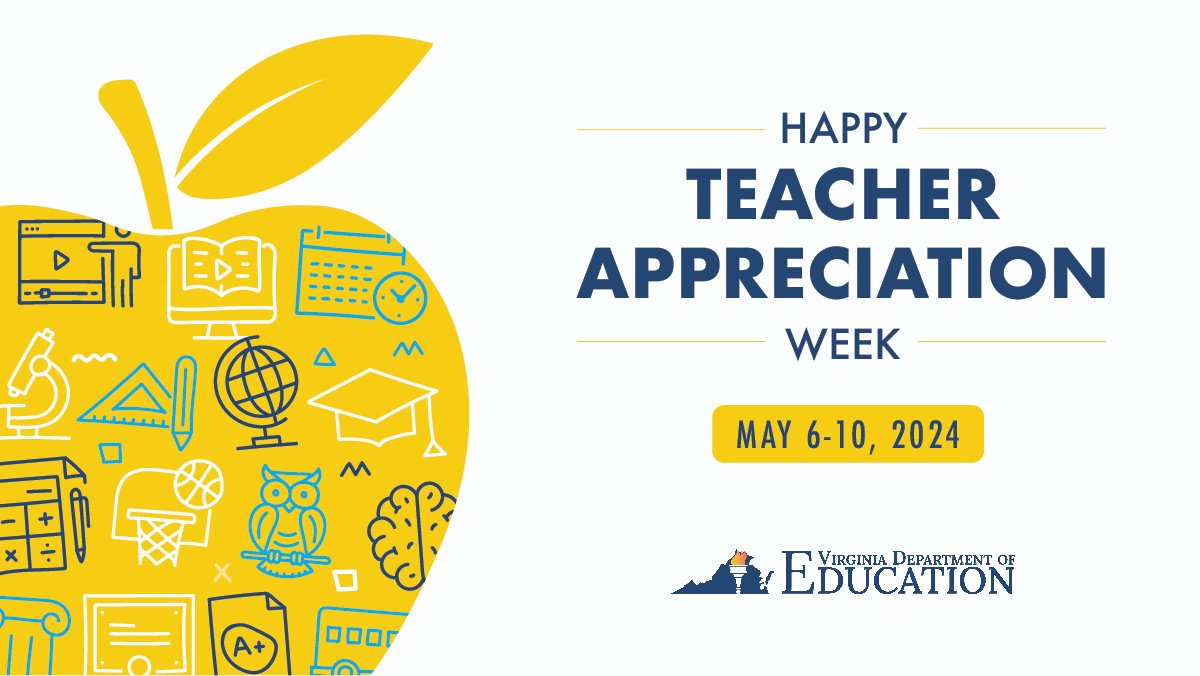 VDOE is celebrating National Teacher Appreciation Week and recognizing our amazing teachers for the important role they play in the growth and development of students across the commonwealth. #TeacherAppreciationWeek #ElevateEducatorsVA