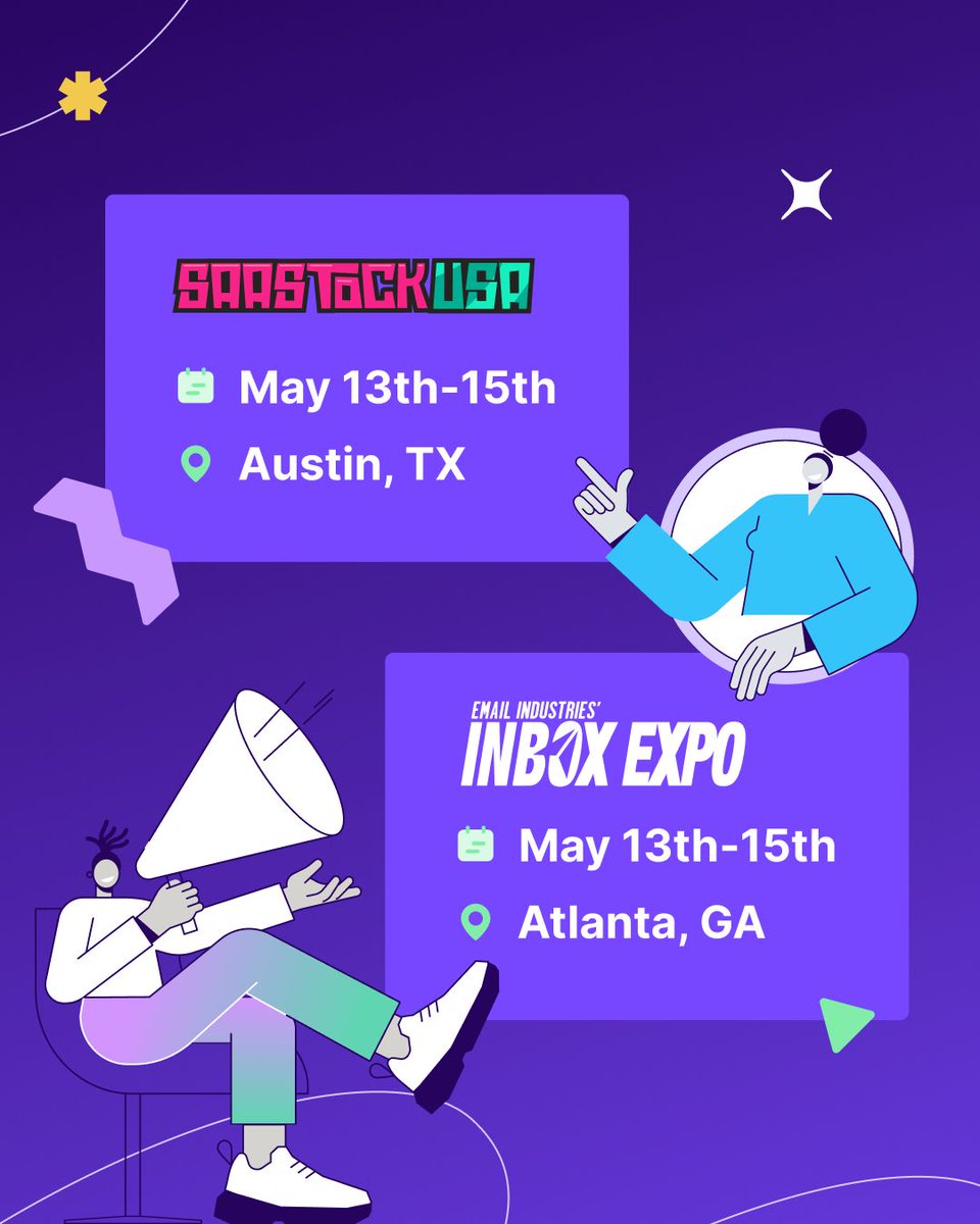 It's May, and that means industry events are in full swing! Come chat with our teams at @SaaStock USA and @inboxexpo. We'll be waiting to chat all things email and embeddable content creation, and we may even have some cool magnets for you to take home 👀.