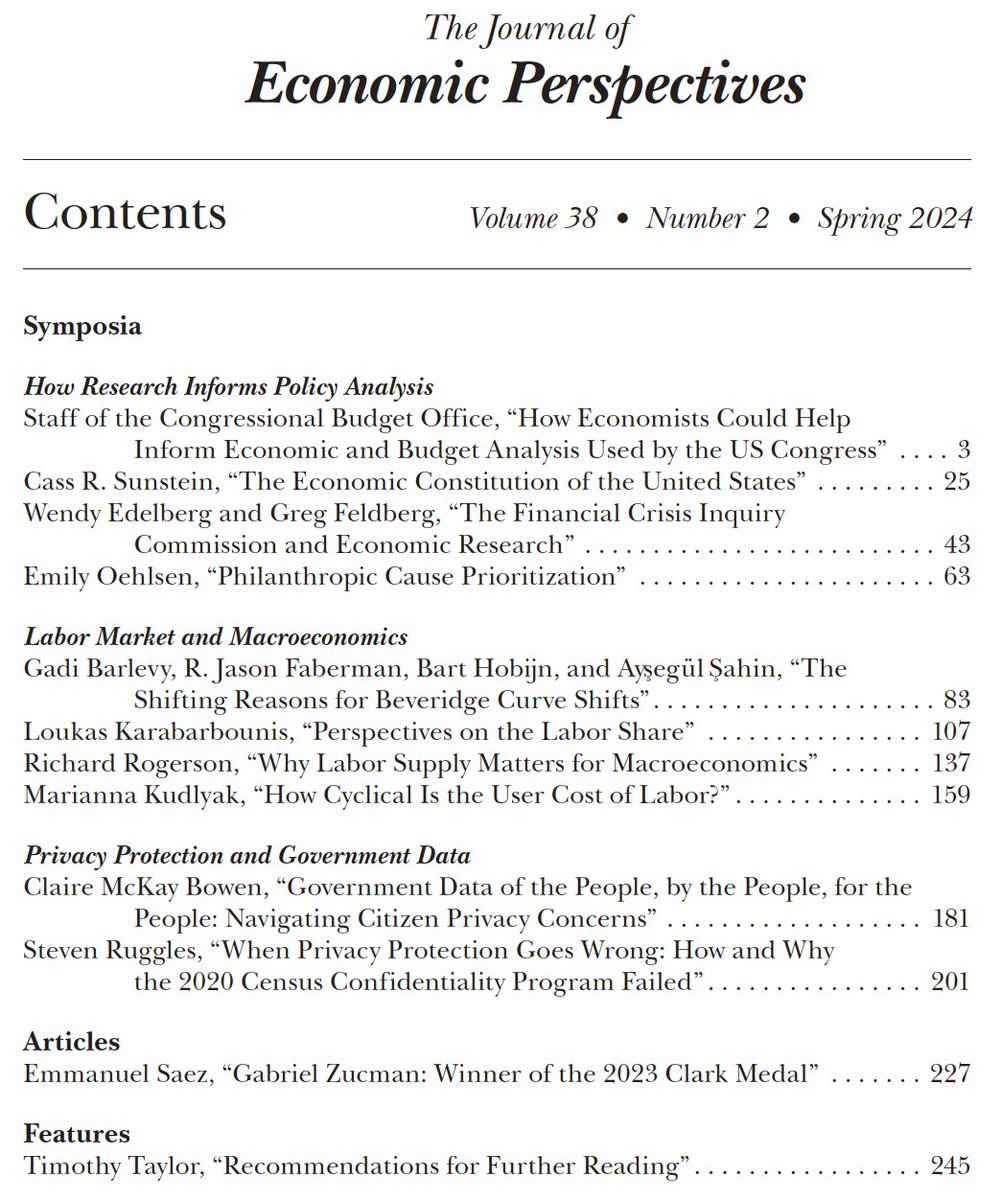Grateful to our editing team @ProfJAParker @NinaPavcnik @TimothyTTaylor and especially our authors for this issue, including a fantastic symposium on how research informs policy analysis. All articles available open-access here: aeaweb.org/issues/762