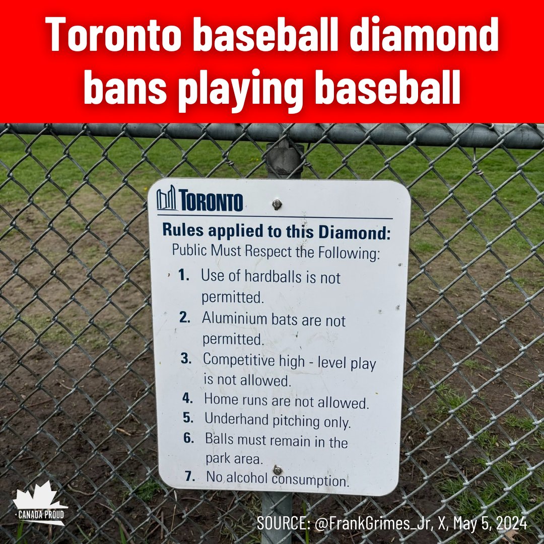 Silly baseball players, baseball diamonds are for doing heroin in Trudeau's Canada.
