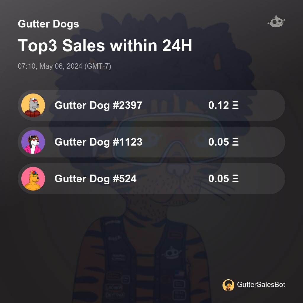 Gutter Dogs Top3 Sales within 24H [ 07:10, May 06, 2024 (GMT-7) ] #GutterDogs