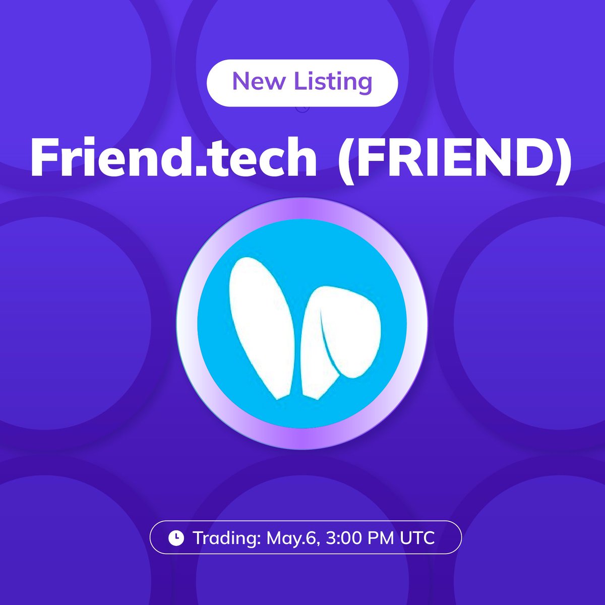 🎉AscendEX is thrilled to announce the @friendtech ( $FRIEND) listing under the trading pair FRIEND/USDT. Details are as follows: ✅Deposit: Opened ✅Trading: May. 6, 3:00 p.m. UTC ✅Withdrawal: May. 7, 3:00 p.m. UTC  🧐Project Intro👉 ascendex.com/en/support/art… #FRIEND…